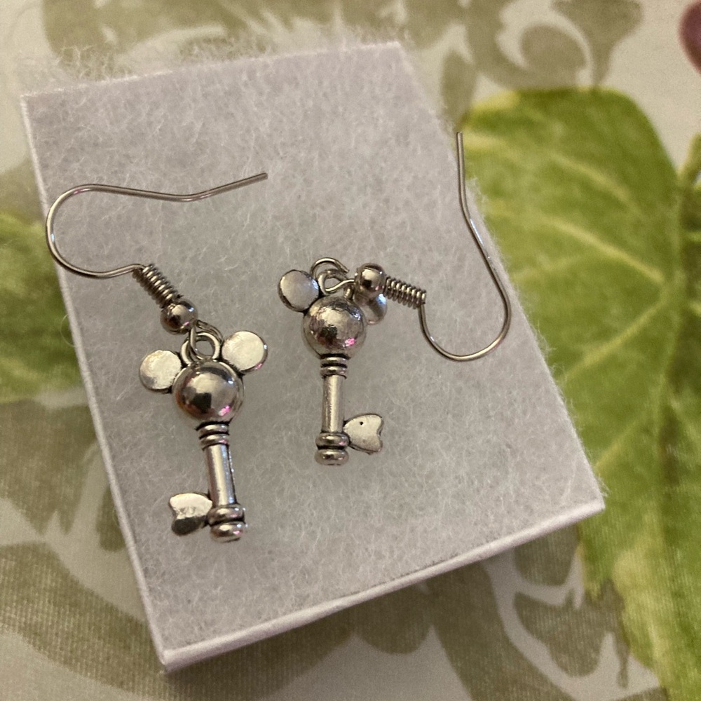Mickey Mouse Silver Key Earrings